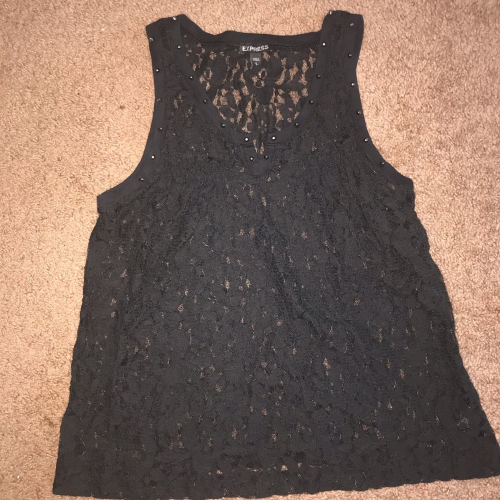 Express allover lace black tank top